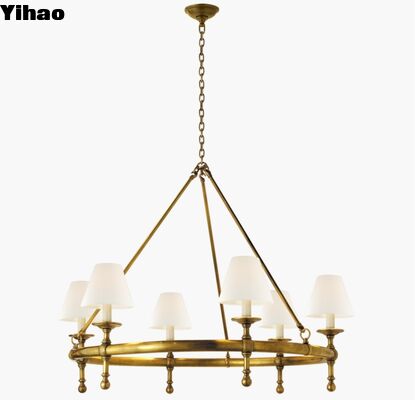kupować Yihao American Style 6-Light Solid Brass Chandelier z 3500K Warm White LED i 5-letnią gwarancją produkcja internetowa
