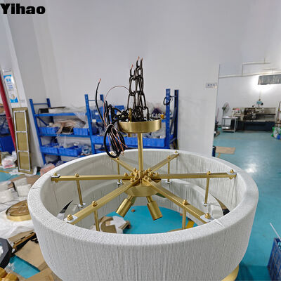 kupować Czyste ręcznie wykonane miedziane ciało luksusowy żyrandol z cieniem tkanin dla salonu i hotelu produkcja internetowa