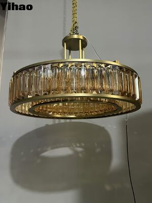 kupować Modern Luxury Brass Body K9 Crystal Shade 3500K Warm White Chandelier Pendant Light produkcja internetowa