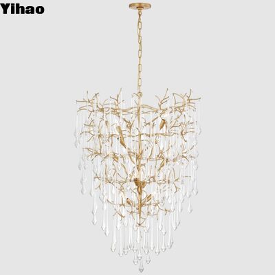 kupować Nordic Modern Brass Body Crystal Shade Chandelier z 3500K ciepłym białym oświetleniem LED produkcja internetowa