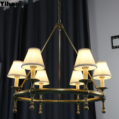 kupować YH American Style 6-Light Solid Brass Chandelier Regular Height Pendant Light dla kuchni jadalni produkcja internetowa