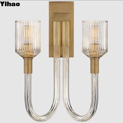 kupować Nowoczesna miedziana lampa ścienna z 2700K ciepłym białym światłem i szklanym cieniem do salonu i sypialni produkcja internetowa