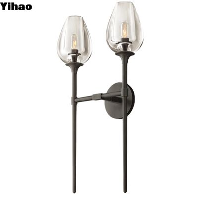 kupować Yihao Vintage Solid Brass Wall Lamp ze szklaną kryształową odcieniem i 2700K ciepłym białym oświetleniem produkcja internetowa
