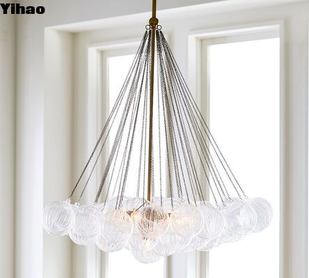 kupować Yihao Simple Vintage Brass Finish Pendant Chandelier z 2700K ciepłym białym światłem dla nowoczesnego prostego luksusowego salonu produkcja internetowa