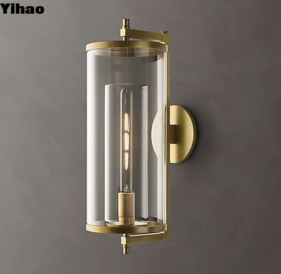 Wewnętrzny cylindryczny cienie K9 Szkło ozdobne ściany Sconces brązowe wykończenie