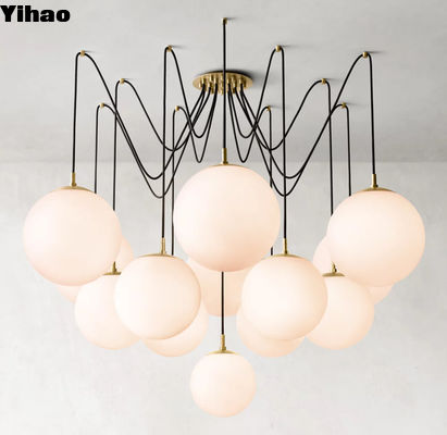 RH Oświetlenie szkło niklowe kryształowe żyrandolki z ramą miedzianą