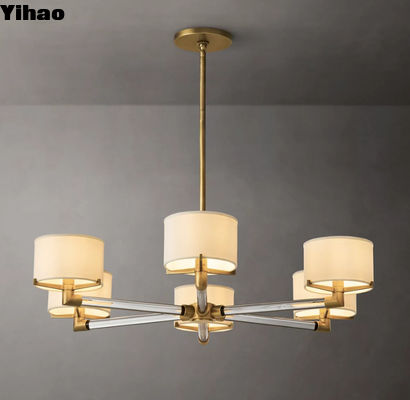 Miedziana lniana Vintage Chandelier Farmhouse 6 Światło do jadalni