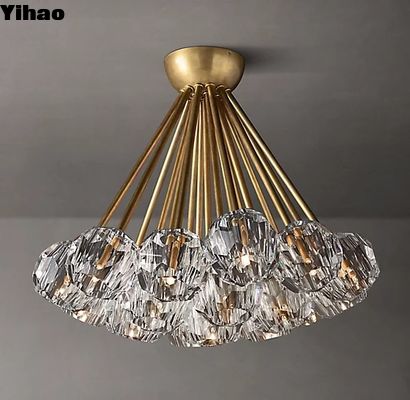 Jasne szkło K9 Luxury Ceiling Lights Polerowane wykończenie niklowe