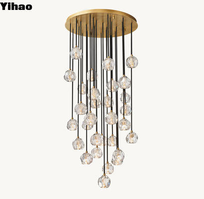 Boule De Cristal Clear Glass Round Cluster Custom Made Chandelier 30' z wykończeniem vintage