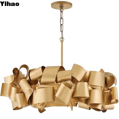 Yihao Luxury Modern Adjustable Height Brass Crystal Chandelier z ciepłą białą 3500K LED i 3-letnią gwarancją